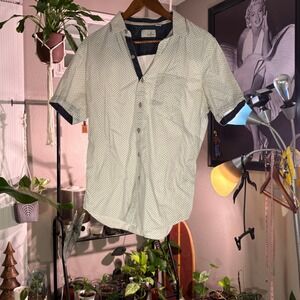 Craft + Flow Men's Short Sleeve Button Down Shirt Paisley Print Stretch Medium